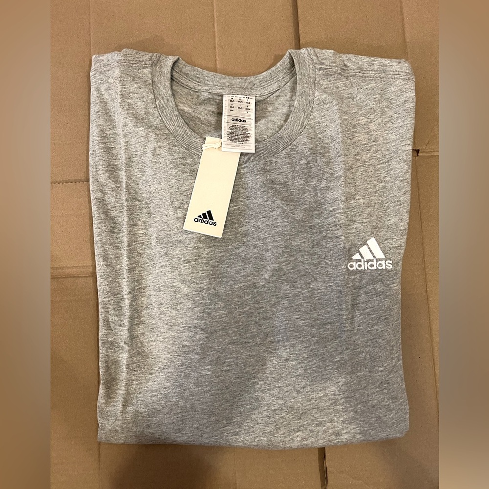 adidas Jersey T-Shirt Small Logo - 3XL - Grey - Short Sleeve - New with Tags